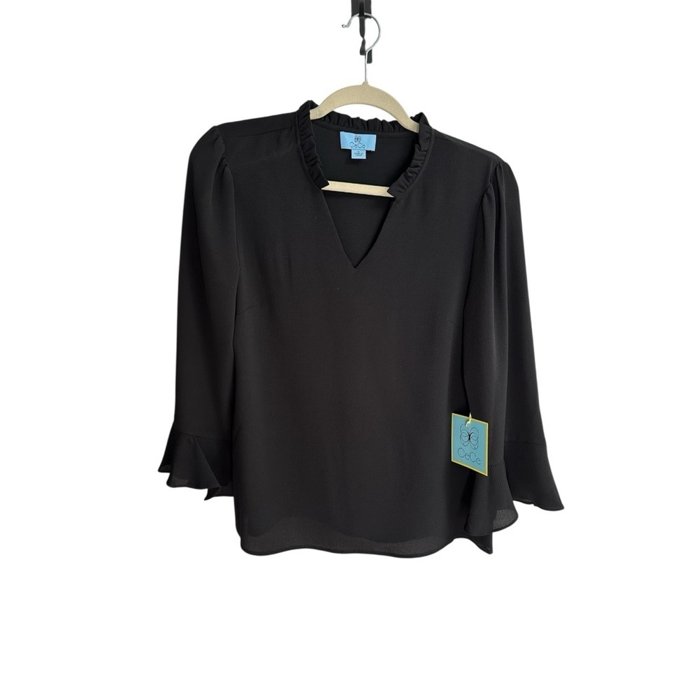 Cece Black Ruffled Women's Top